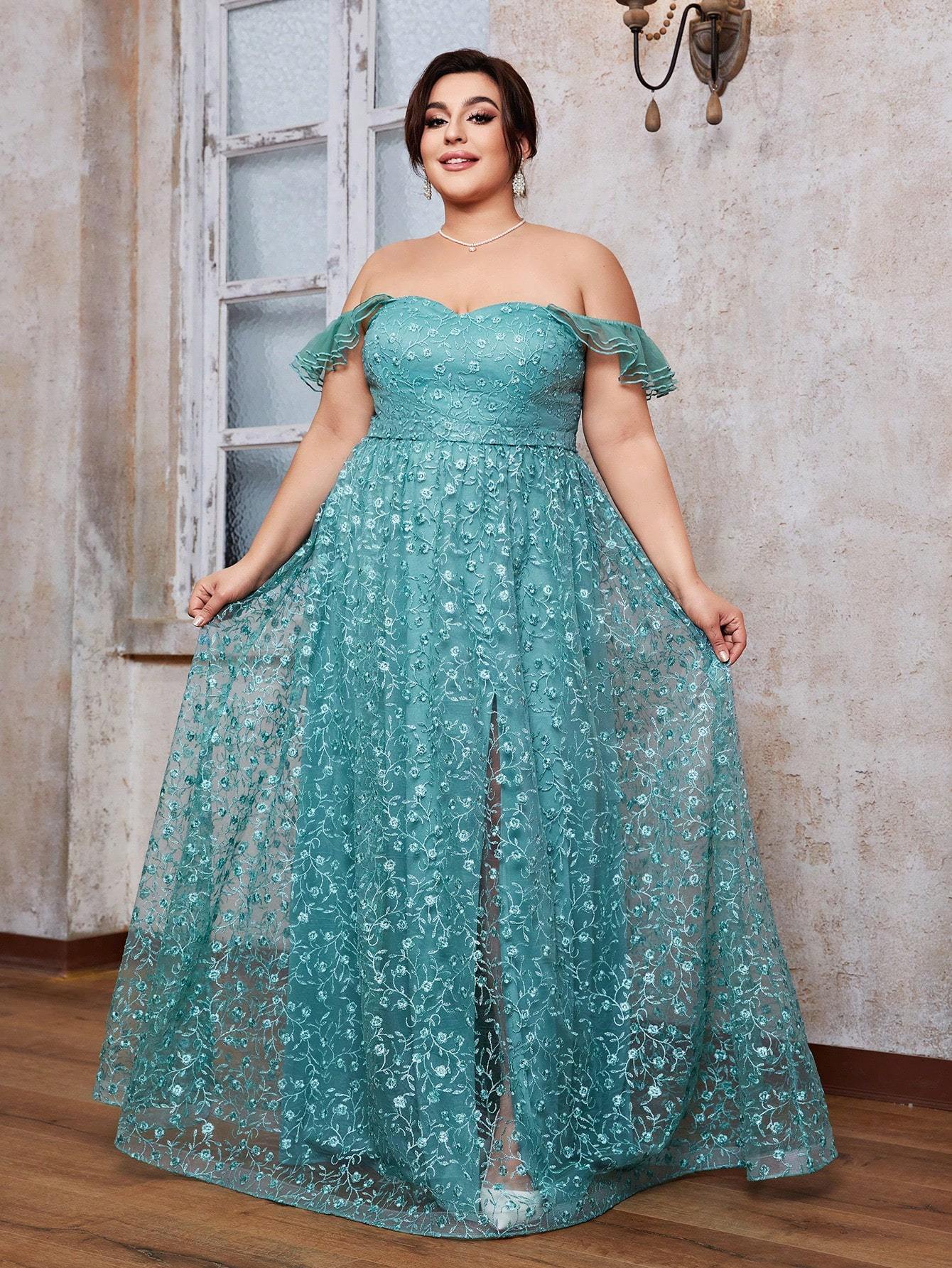 Leely Plus Women's Elegant Off The Shoulder Prom Dress
