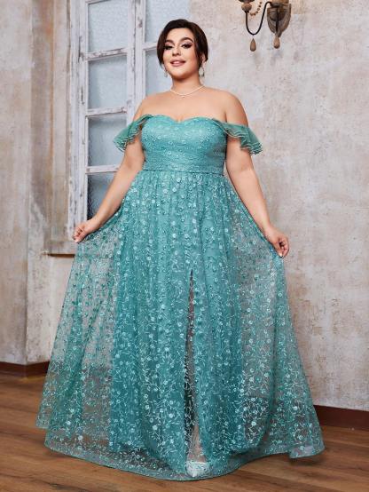 Leely Plus Women's Elegant Off The Shoulder Prom Dress
