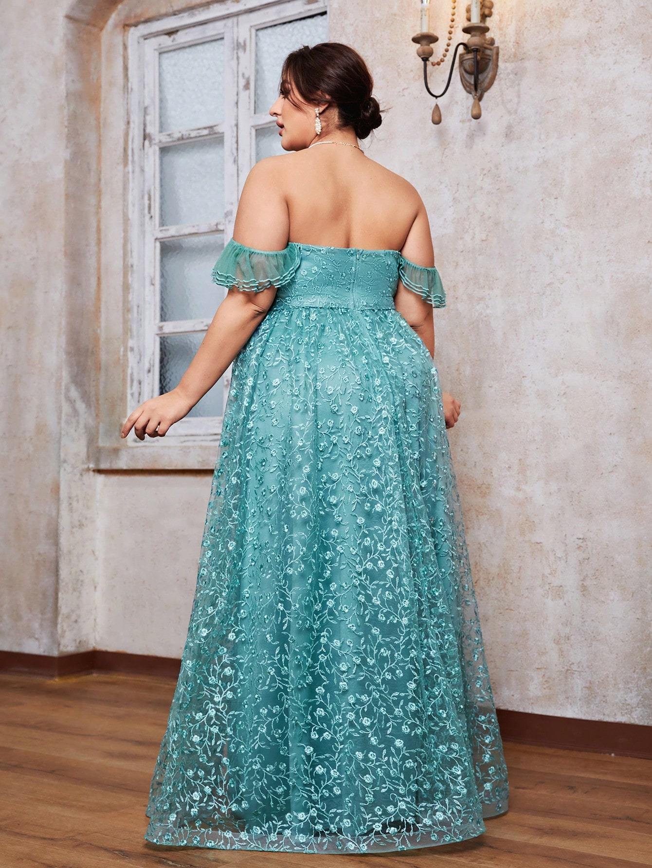 Leely Plus Women's Elegant Off The Shoulder Prom Dress