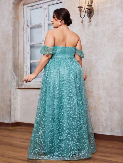 Leely Plus Women's Elegant Off The Shoulder Prom Dress