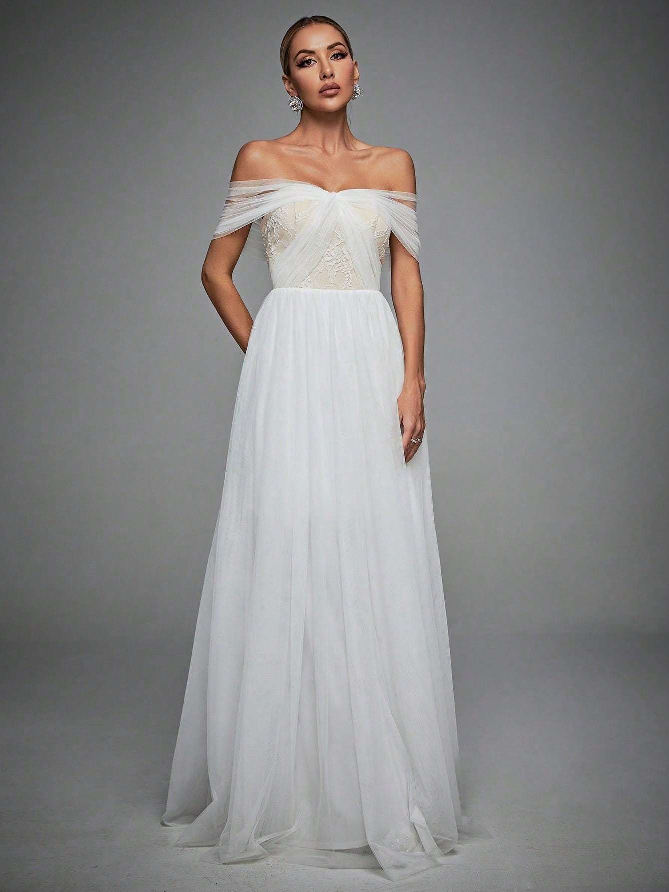 Leely Elegant Off The Shoulder Sleeveless A Line Evening Gown