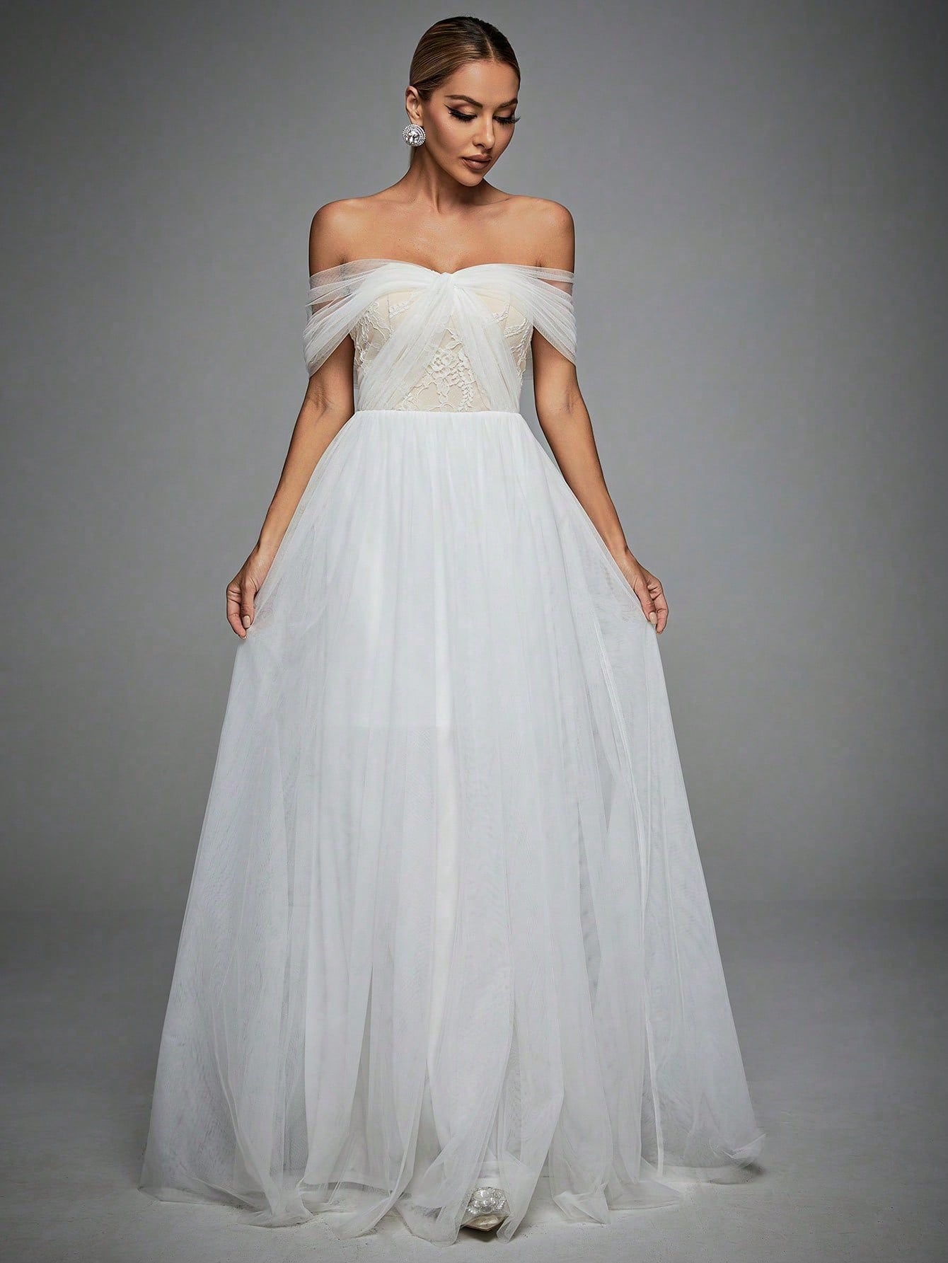 Leely Elegant Off The Shoulder Sleeveless A Line Evening Gown