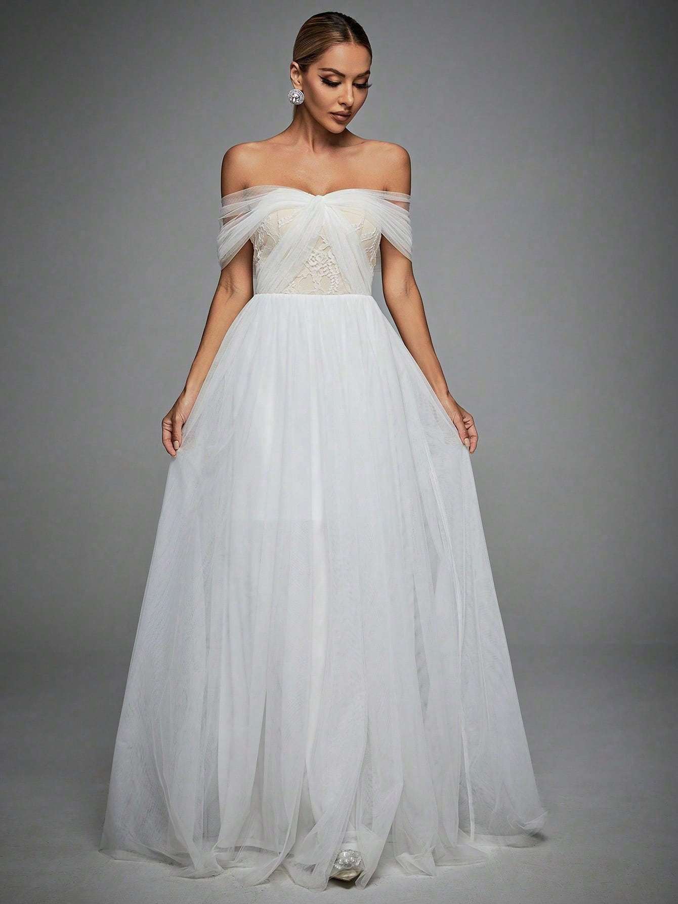 Leely Elegant Off The Shoulder Sleeveless A Line Evening Gown