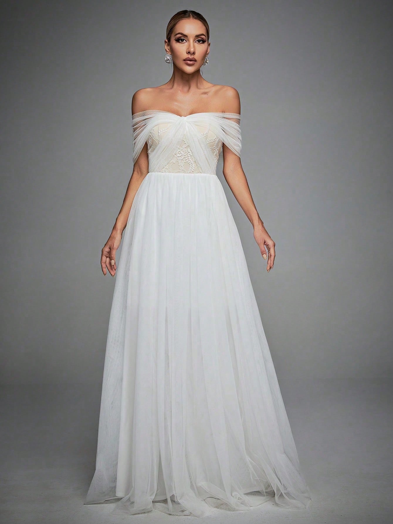 Leely Elegant Off The Shoulder Sleeveless A Line Evening Gown