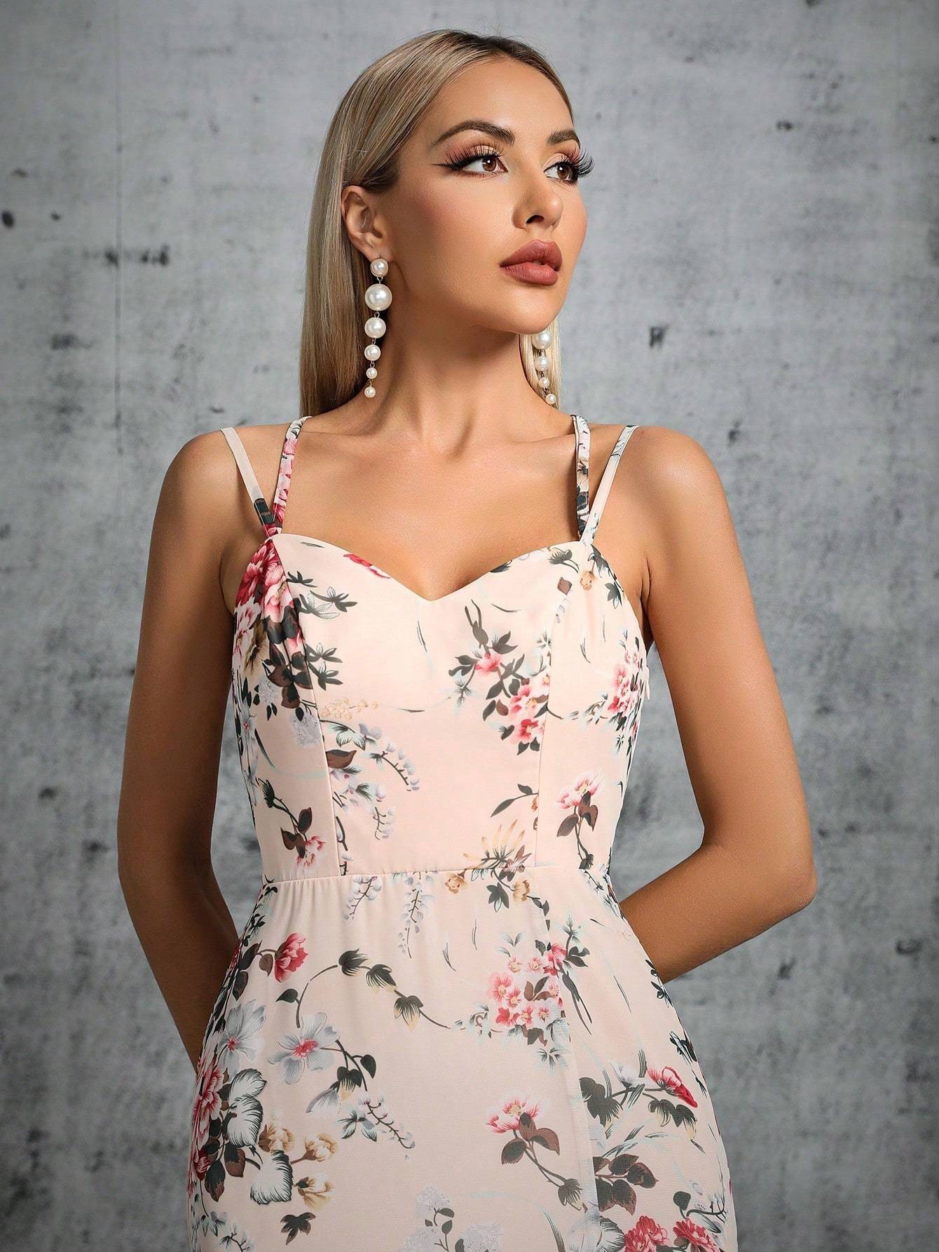 Leely Elegant Spaghetti Straps Sleeveless Evening Gown