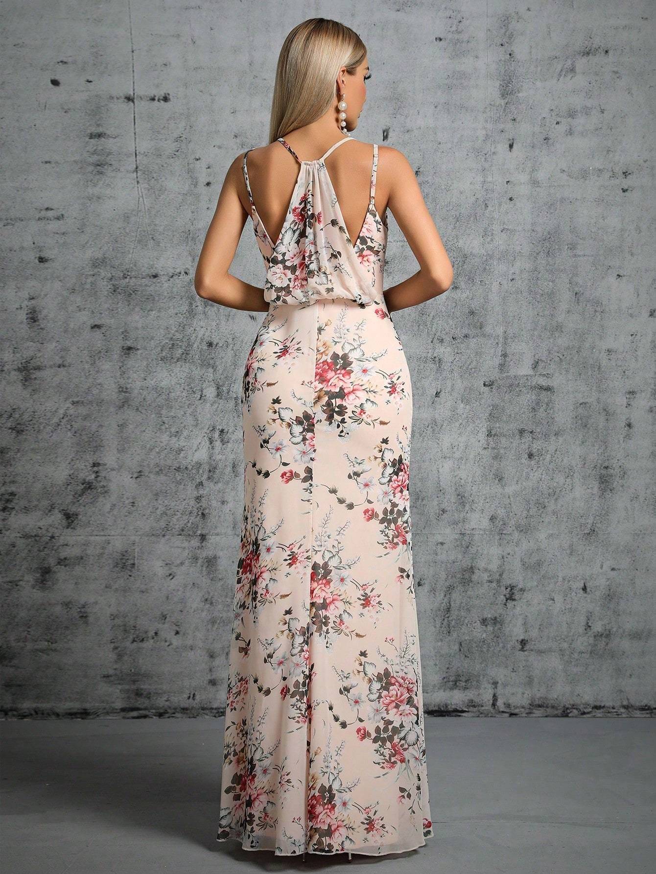 Leely Elegant Spaghetti Straps Sleeveless Evening Gown