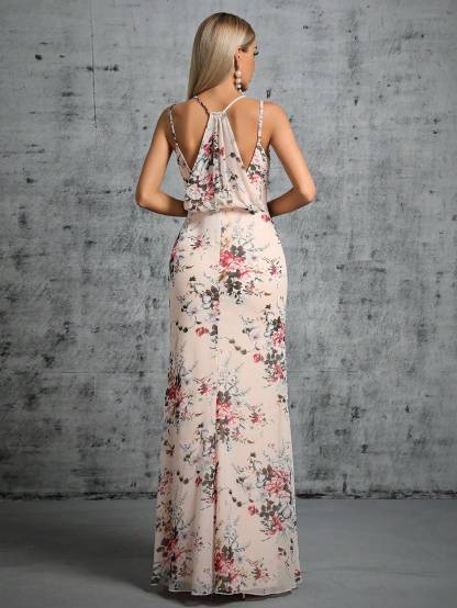 Leely Elegant Spaghetti Straps Sleeveless Evening Gown