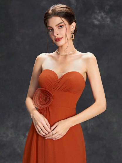 Leely Elegant Strapless Sleeveless Evening Gown