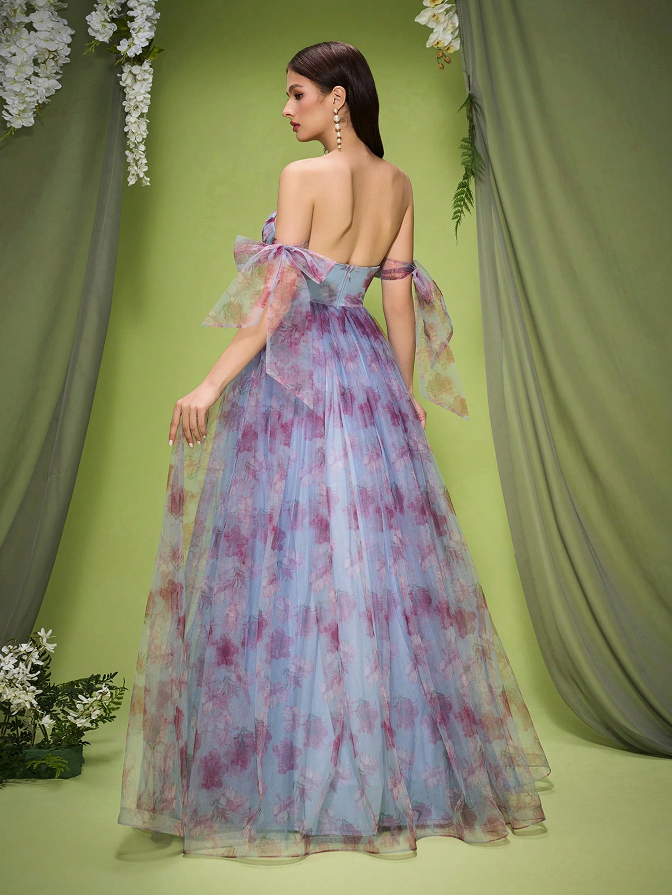 Leely Elegant Off The Shoulder Sleeveless Evening Gown