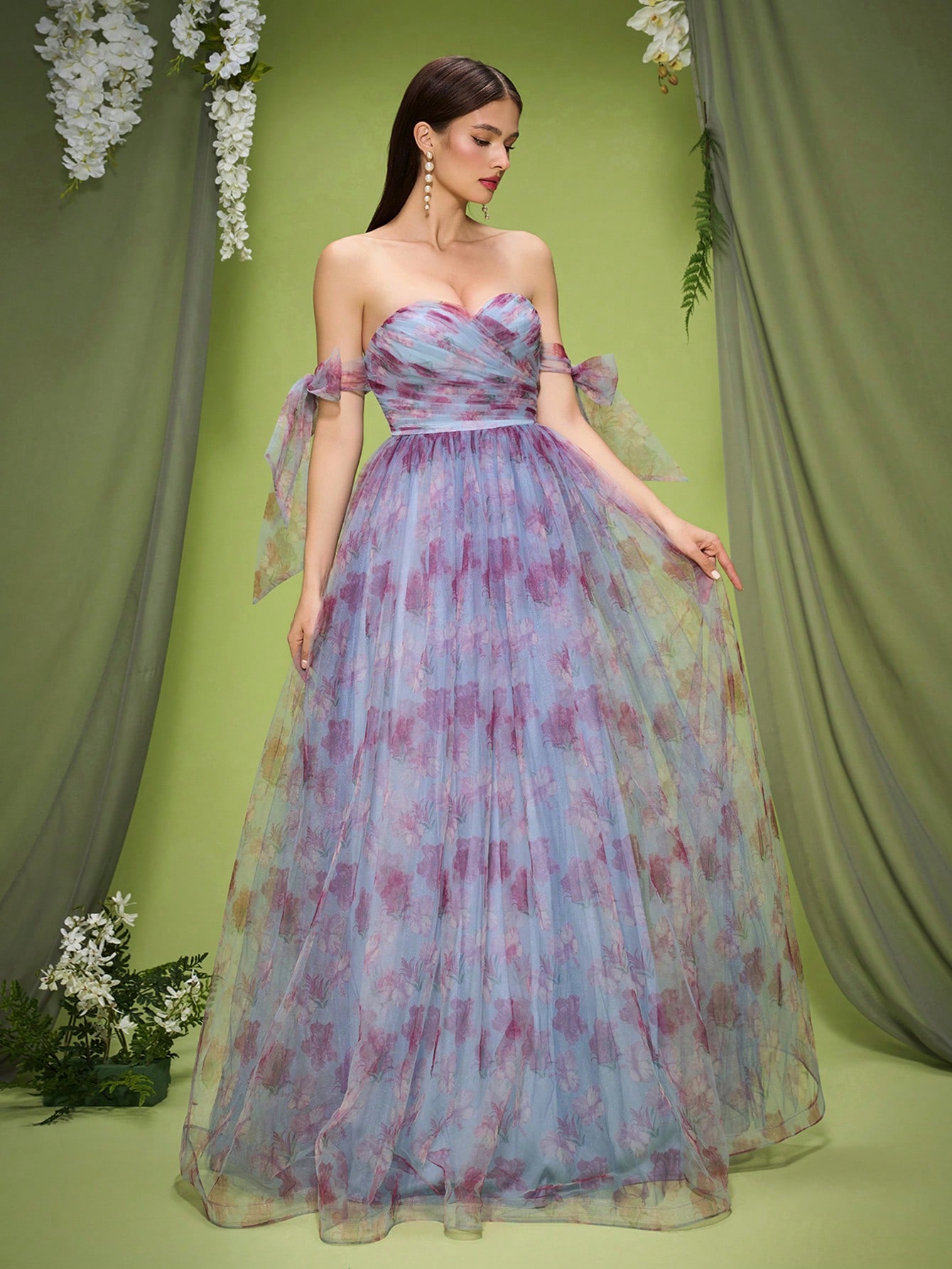Leely Elegant Off The Shoulder Sleeveless Evening Gown