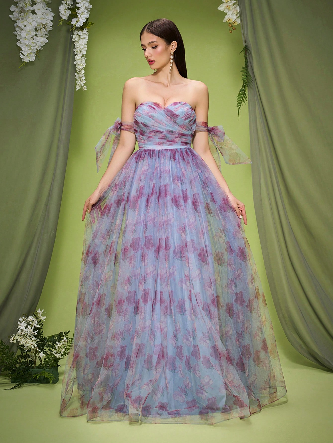 Leely Elegant Off The Shoulder Sleeveless Evening Gown