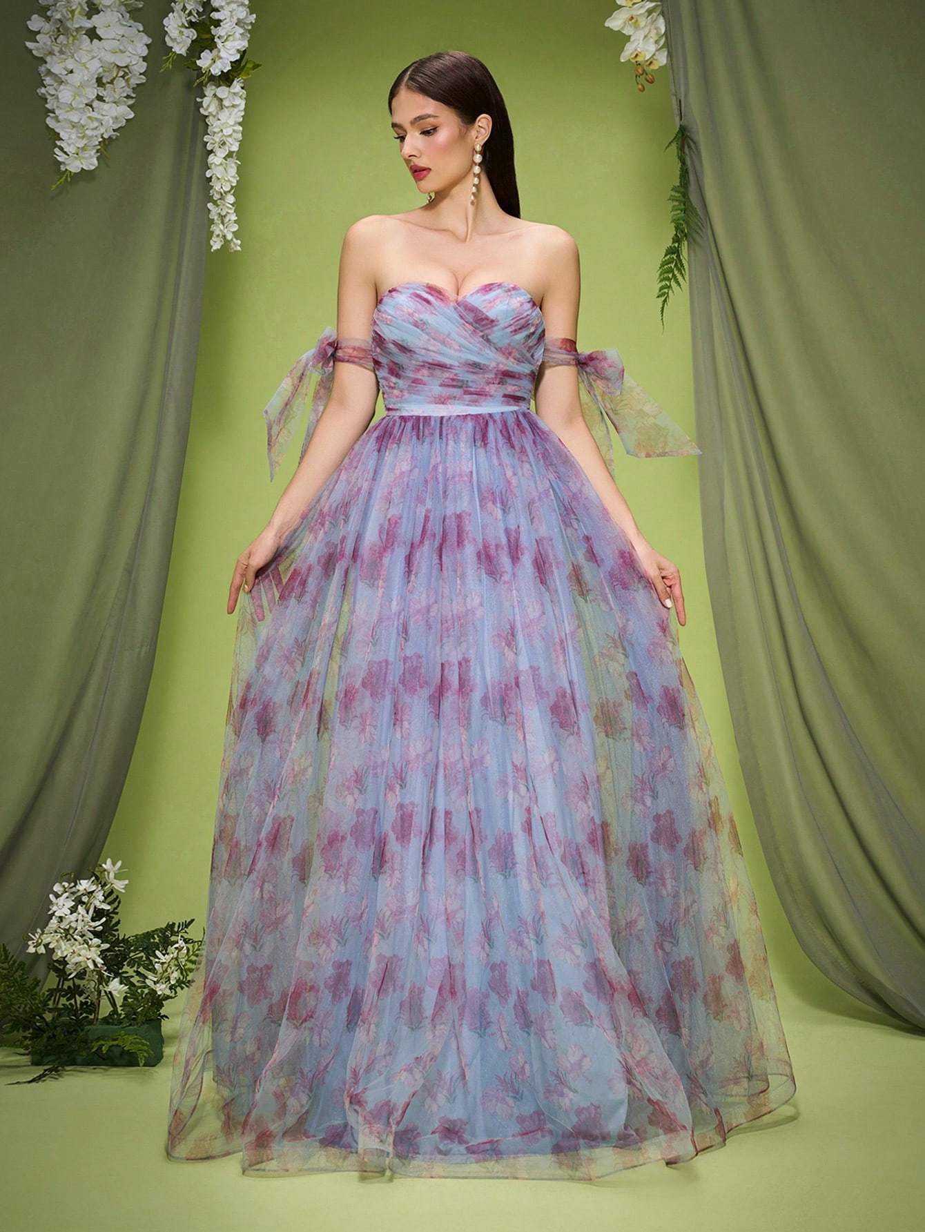 Leely Elegant Off The Shoulder Sleeveless Evening Gown