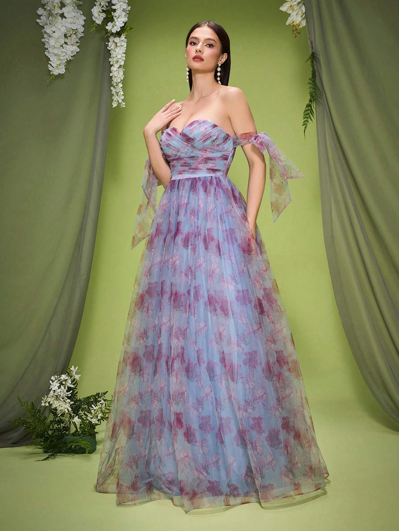 Leely Elegant Off The Shoulder Sleeveless Evening Gown