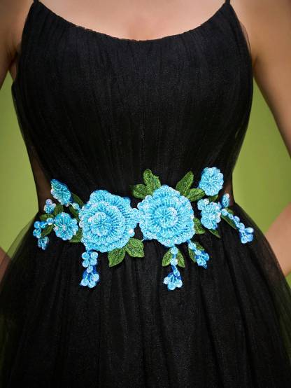 Leely Elegant Spaghetti Straps Sleeveless Party Dress