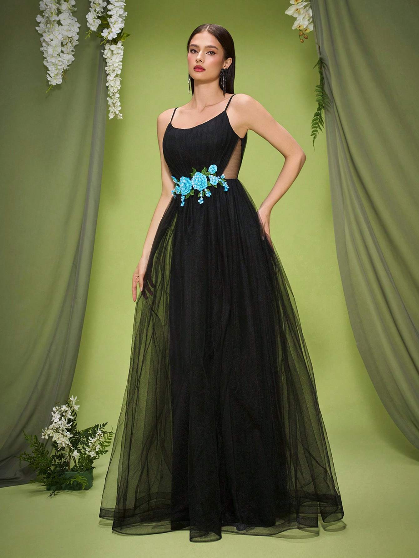 Leely Elegant Spaghetti Straps Sleeveless Party Dress