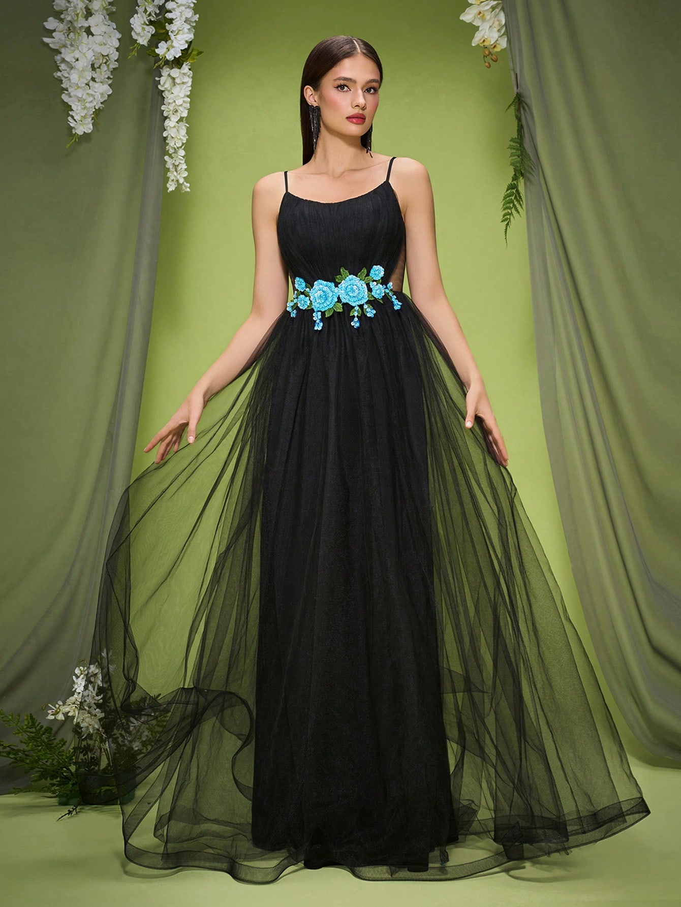 Leely Elegant Spaghetti Straps Sleeveless Party Dress