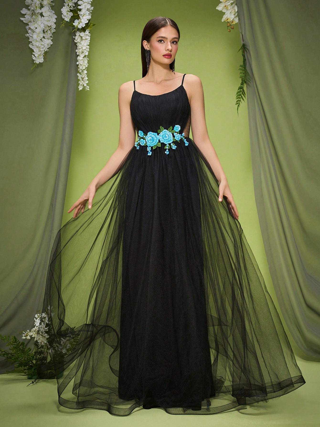 Leely Elegant Spaghetti Straps Sleeveless Party Dress