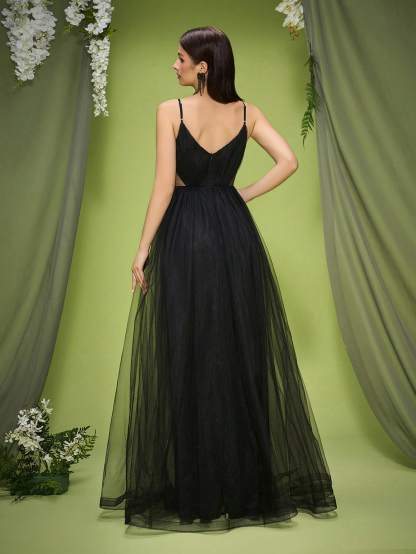 Leely Elegant Spaghetti Straps Sleeveless Party Dress