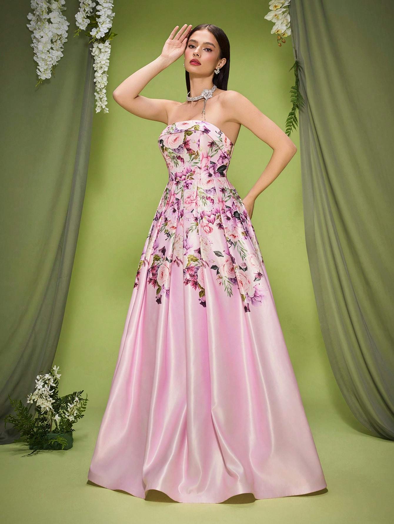 Leely Elegant Strapless Sleeveless Evening Gown
