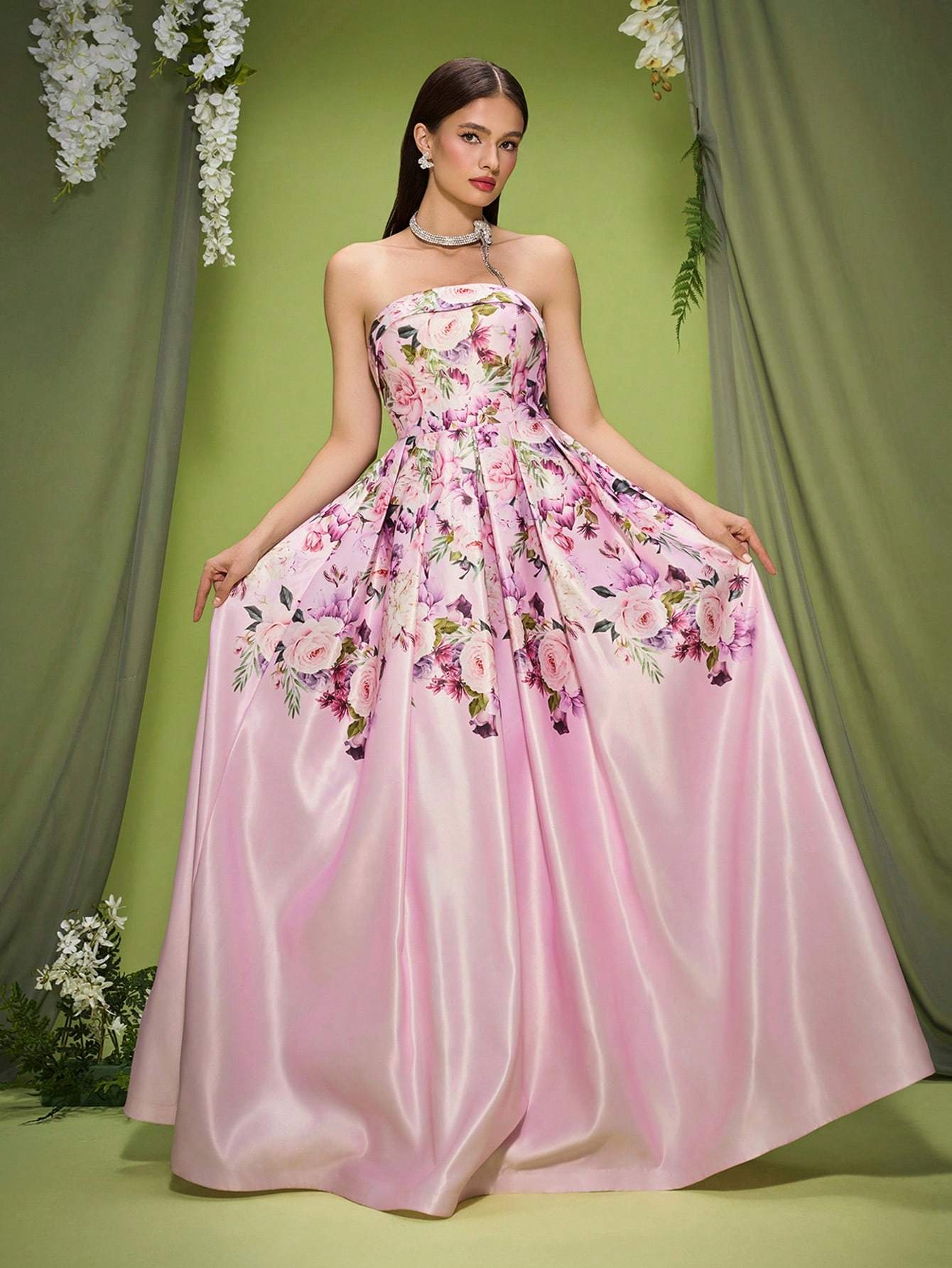 Leely Elegant Strapless Sleeveless Evening Gown
