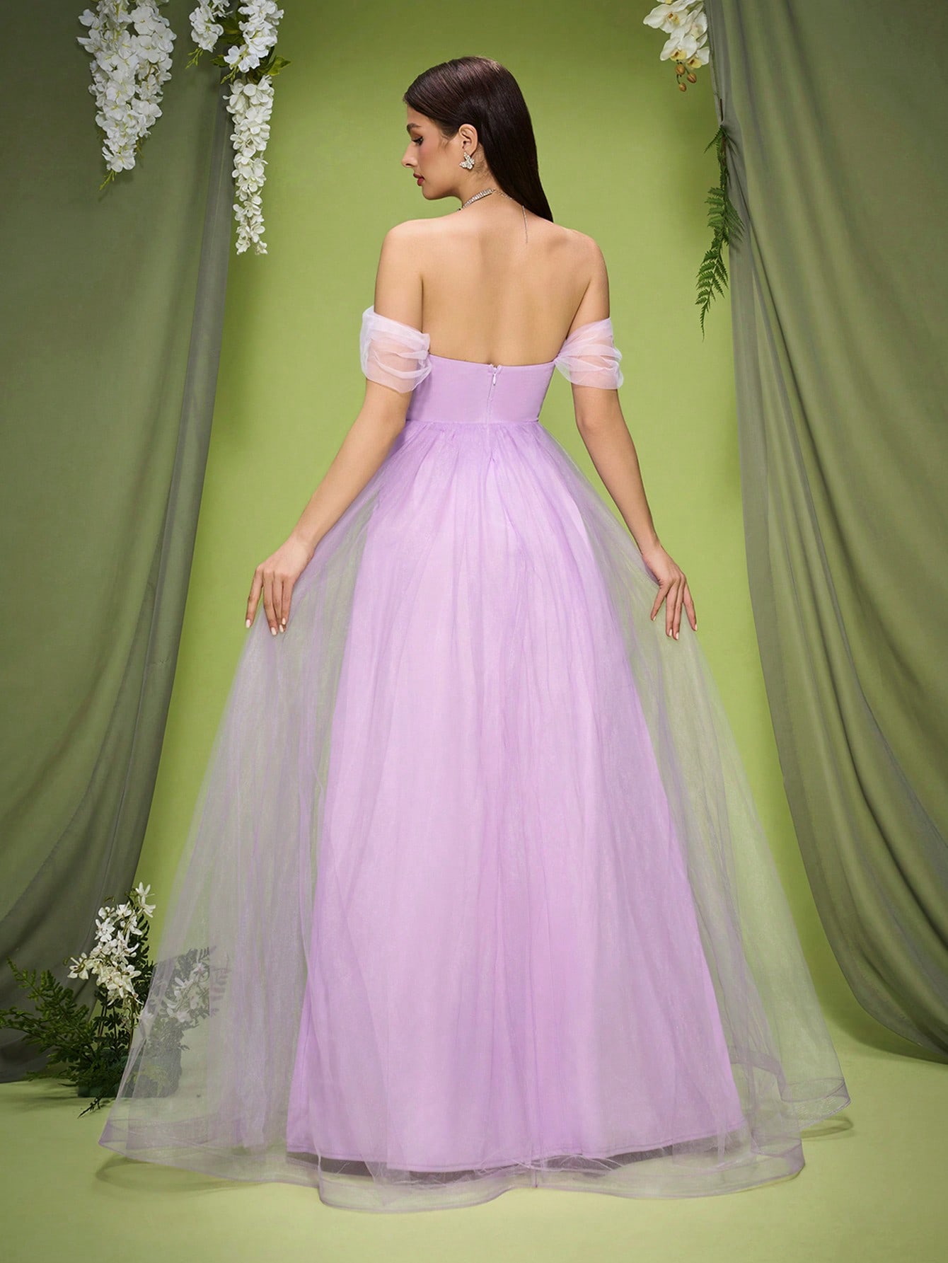 Leely Elegant Off The Shoulder Sleeveless Evening Gown