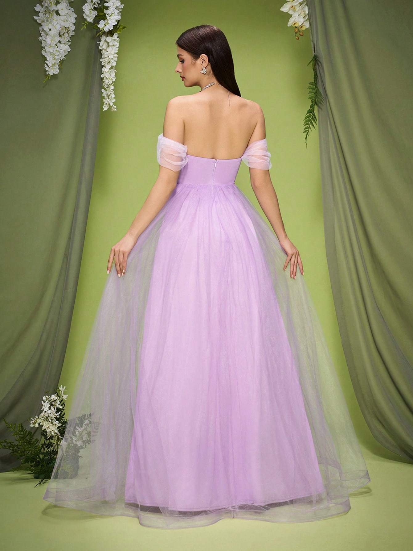 Leely Elegant Off The Shoulder Sleeveless Evening Gown