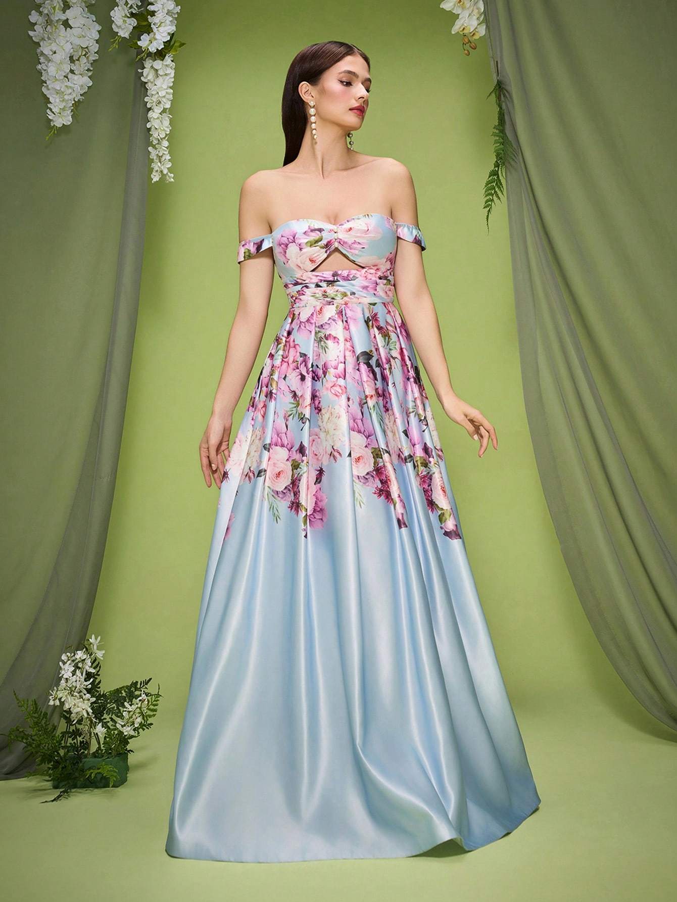 Leely Elegant Off The Shoulder  Sleeveless Evening Gown