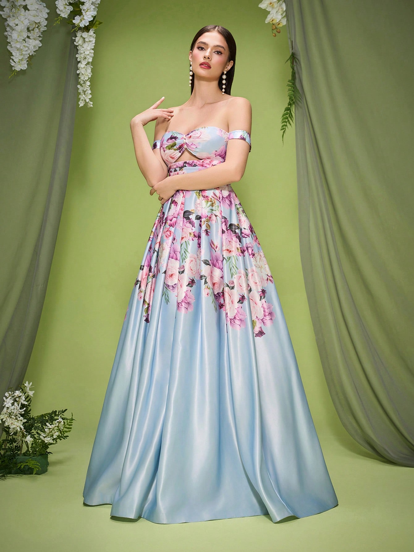 Leely Elegant Off The Shoulder  Sleeveless Evening Gown