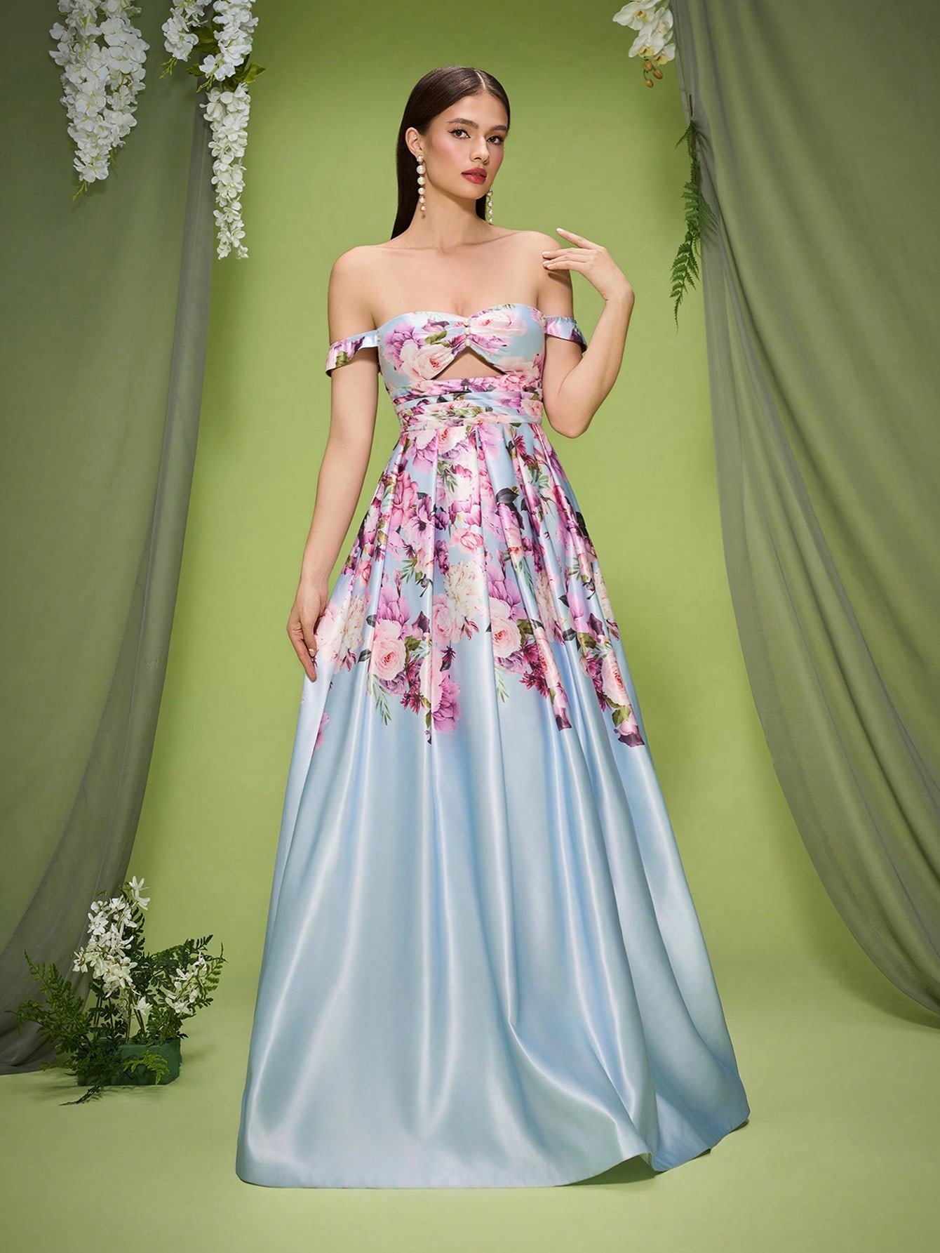 Leely Elegant Off The Shoulder  Sleeveless Evening Gown