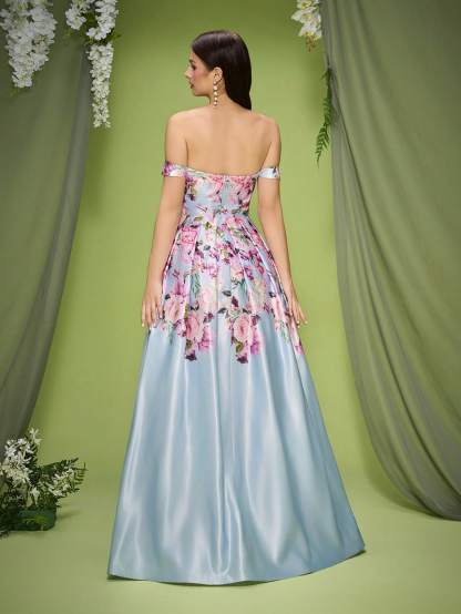 Leely Elegant Off The Shoulder  Sleeveless Evening Gown
