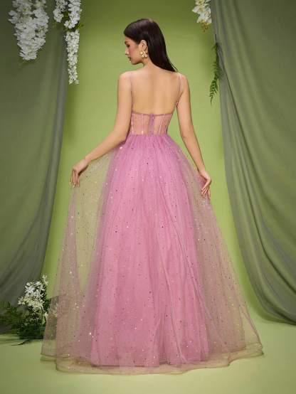 Leely Elegant Spaghetti Straps Sleeveless Evening Gown