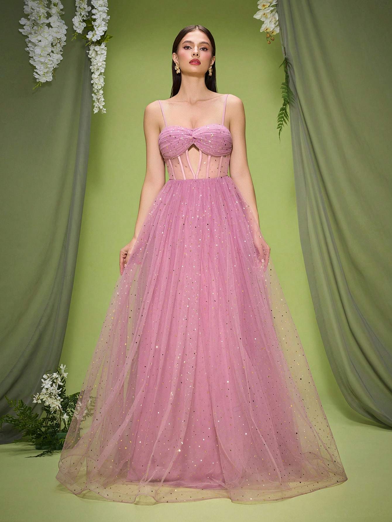 Leely Elegant Spaghetti Straps Sleeveless Evening Gown