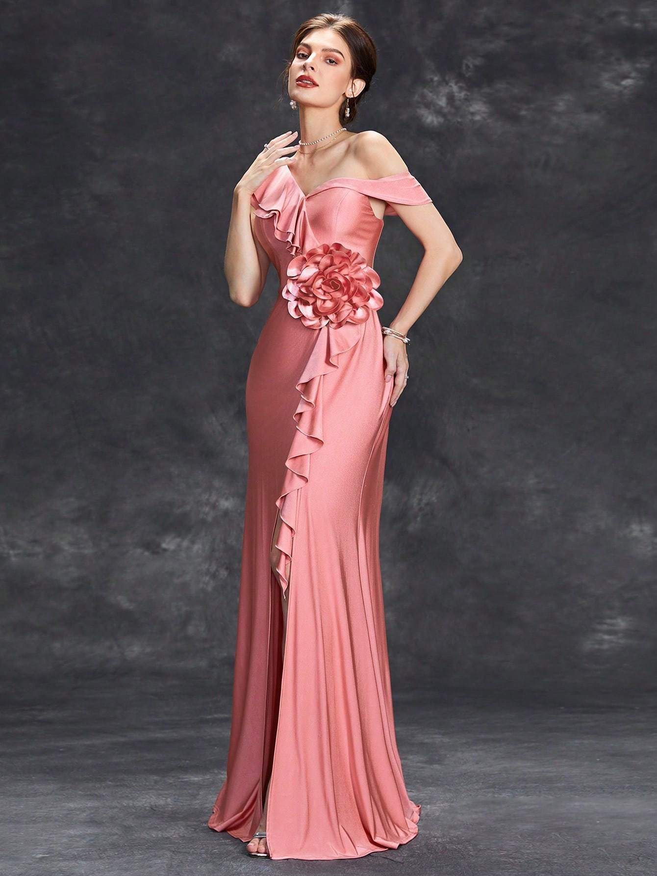 Leely Women's Elegant Asymmetrical Neck Sleeveless Prom Dress