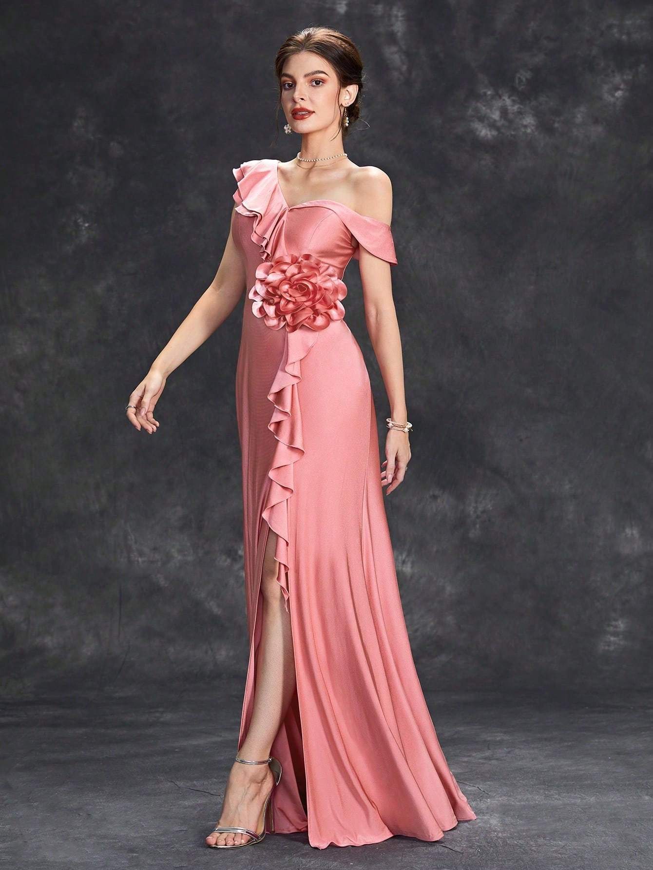 Leely Women's Elegant Sweetheart Cloak Sleeve Lace A-Line Dress
