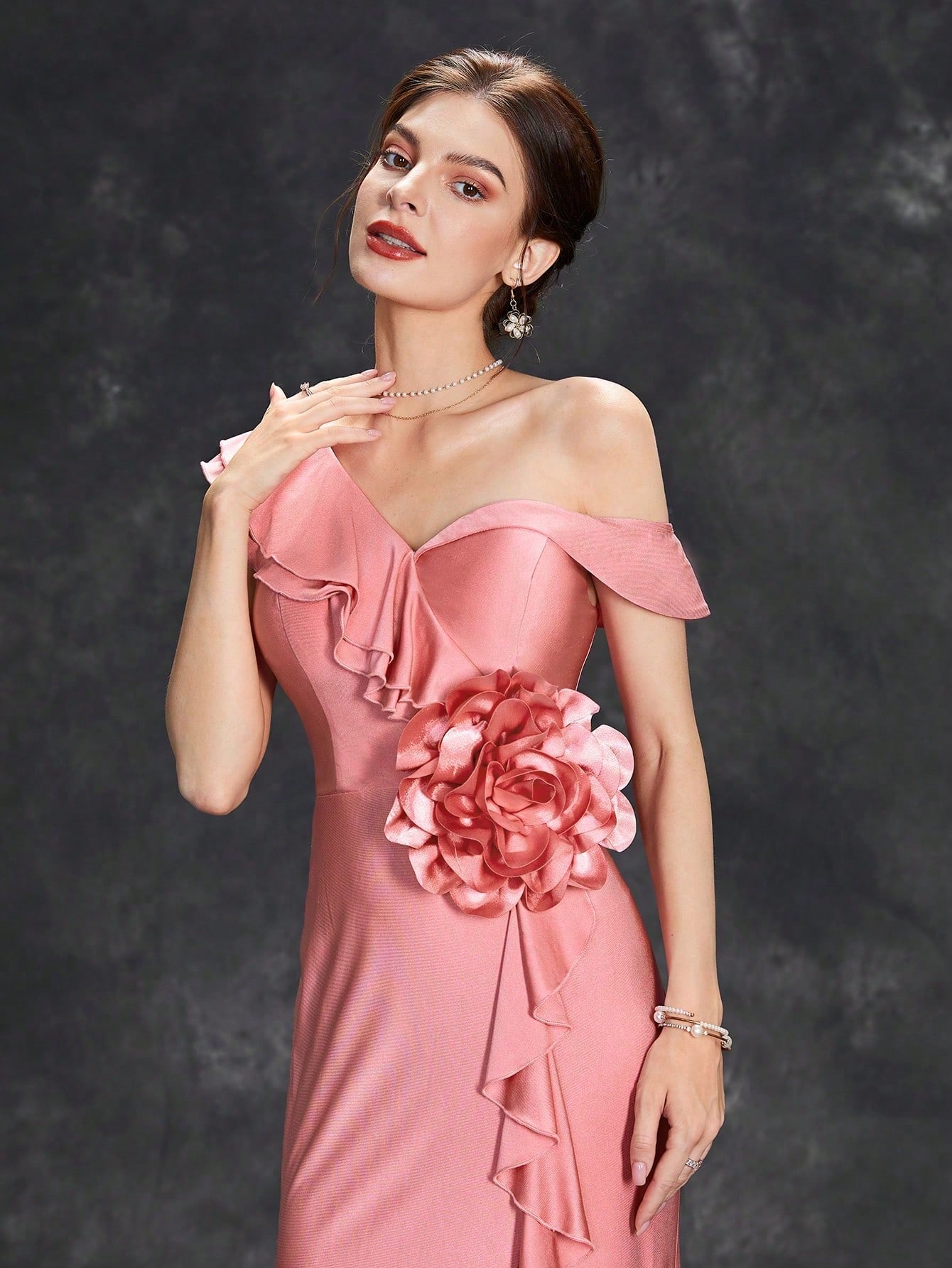Leely Women's Elegant Asymmetrical Neck Sleeveless Prom Dress