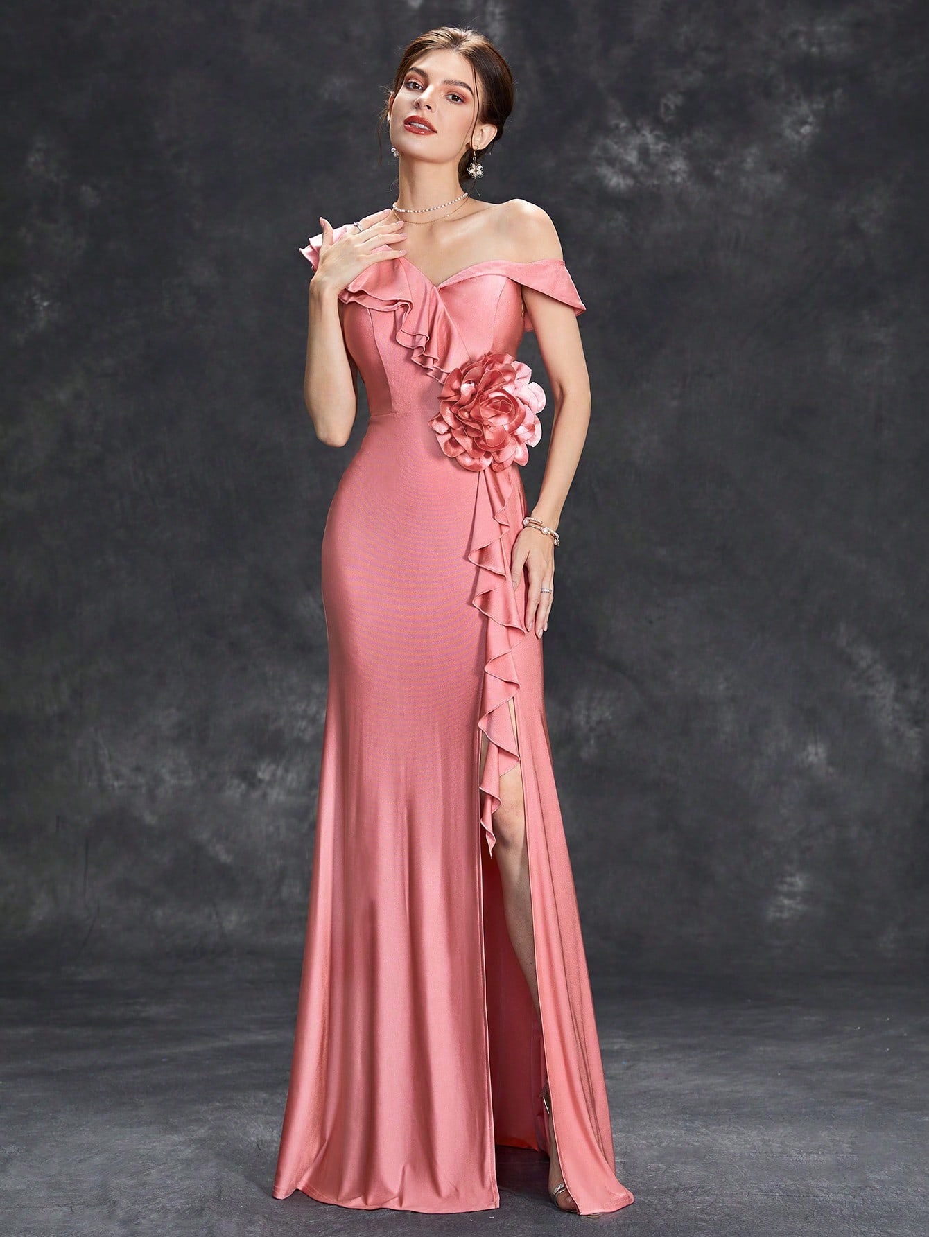 Leely Women's Elegant Asymmetrical Neck Sleeveless Prom Dress
