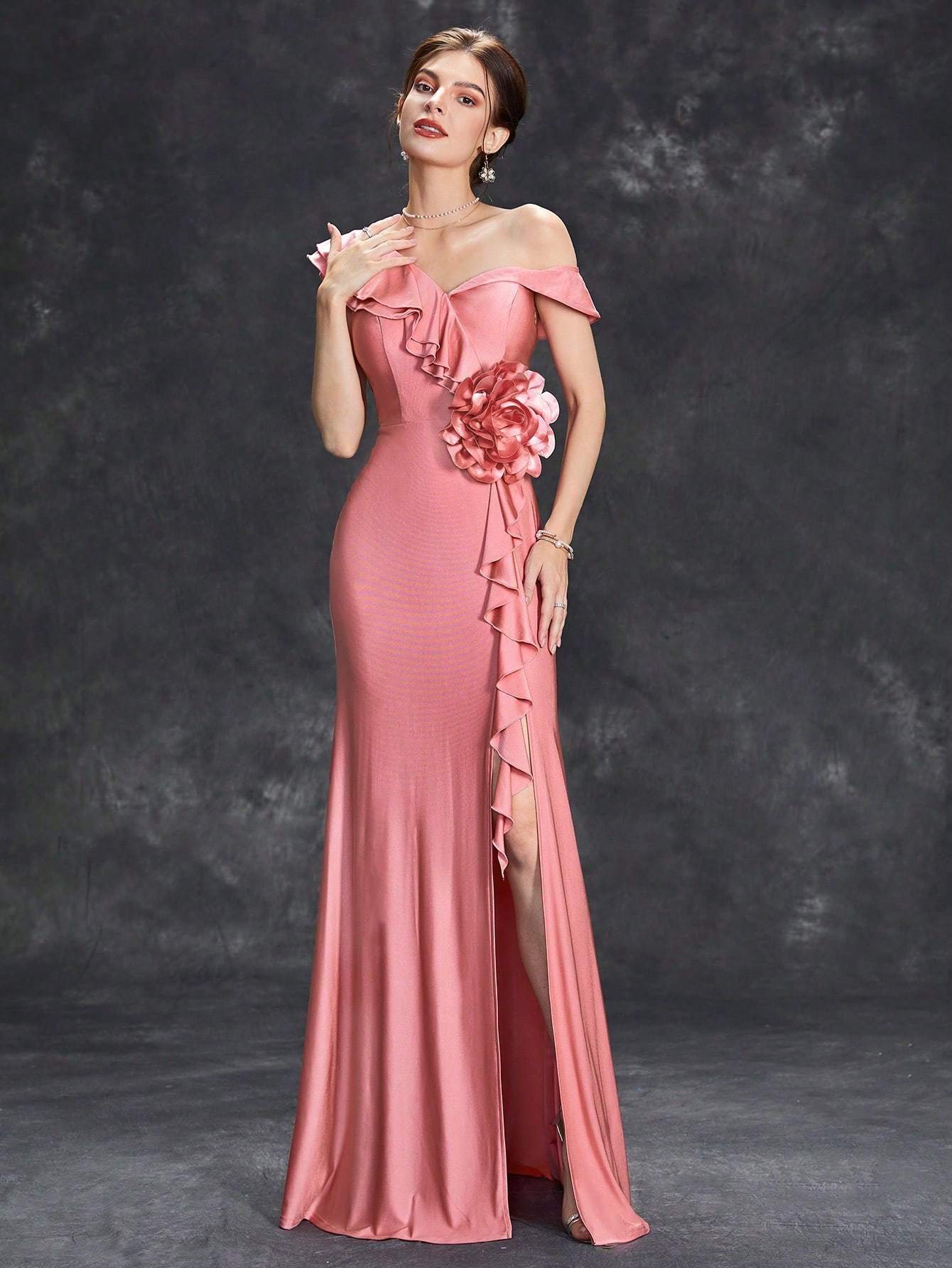 Leely Women's Elegant Asymmetrical Neck Sleeveless Prom Dress