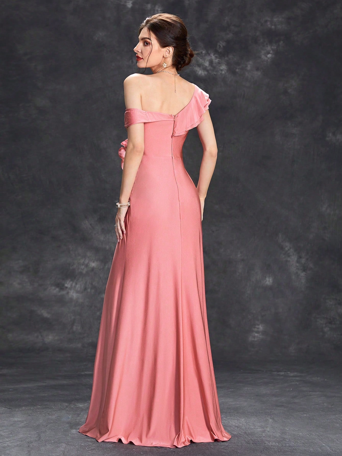 Leely Women's Elegant Asymmetrical Neck Sleeveless Prom Dress