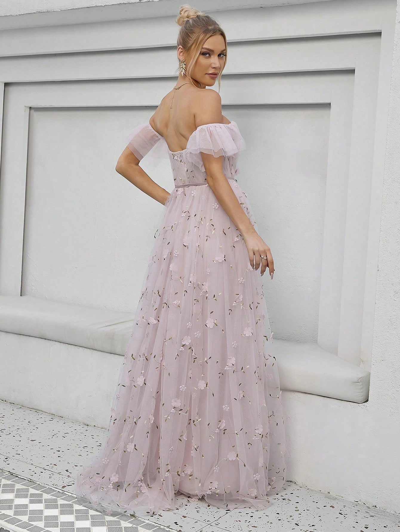 Leely Elegant Off The Shoulder Sleeveless A Line Evening Gown
