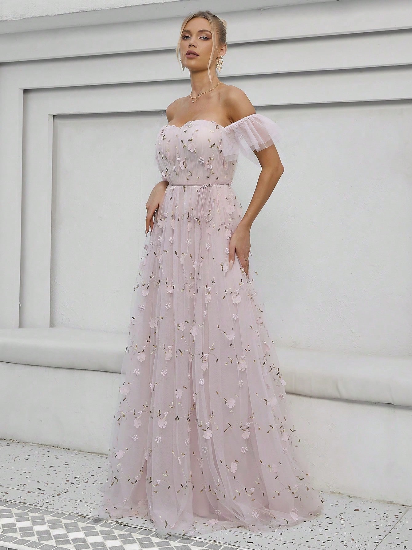Leely Elegant Off The Shoulder Sleeveless A Line Evening Gown