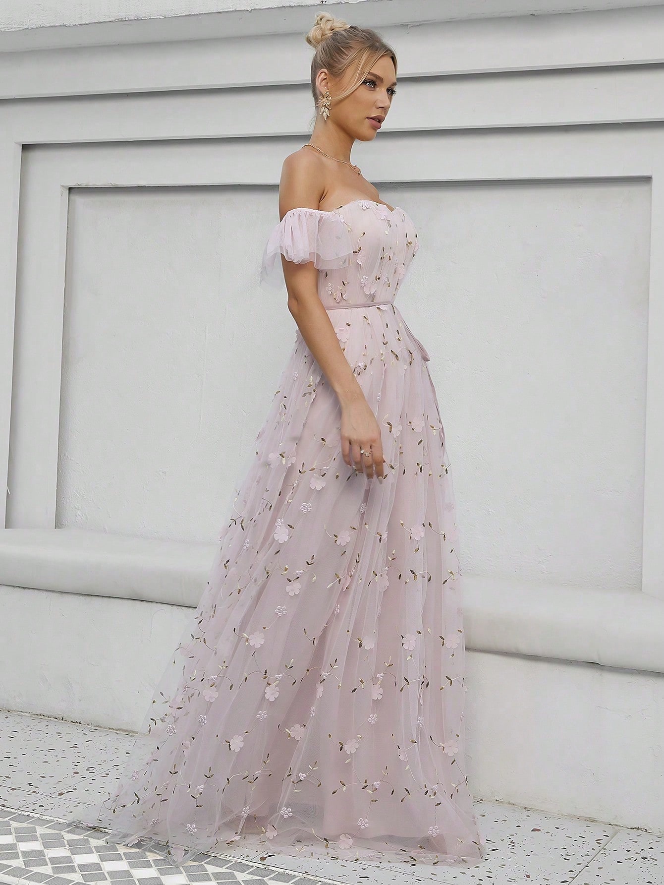 Leely Elegant Off The Shoulder Sleeveless A Line Evening Gown