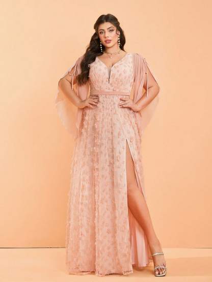 Leely Women's Elegant Sweetheart Cloak Sleeve Lace A-Line Dress