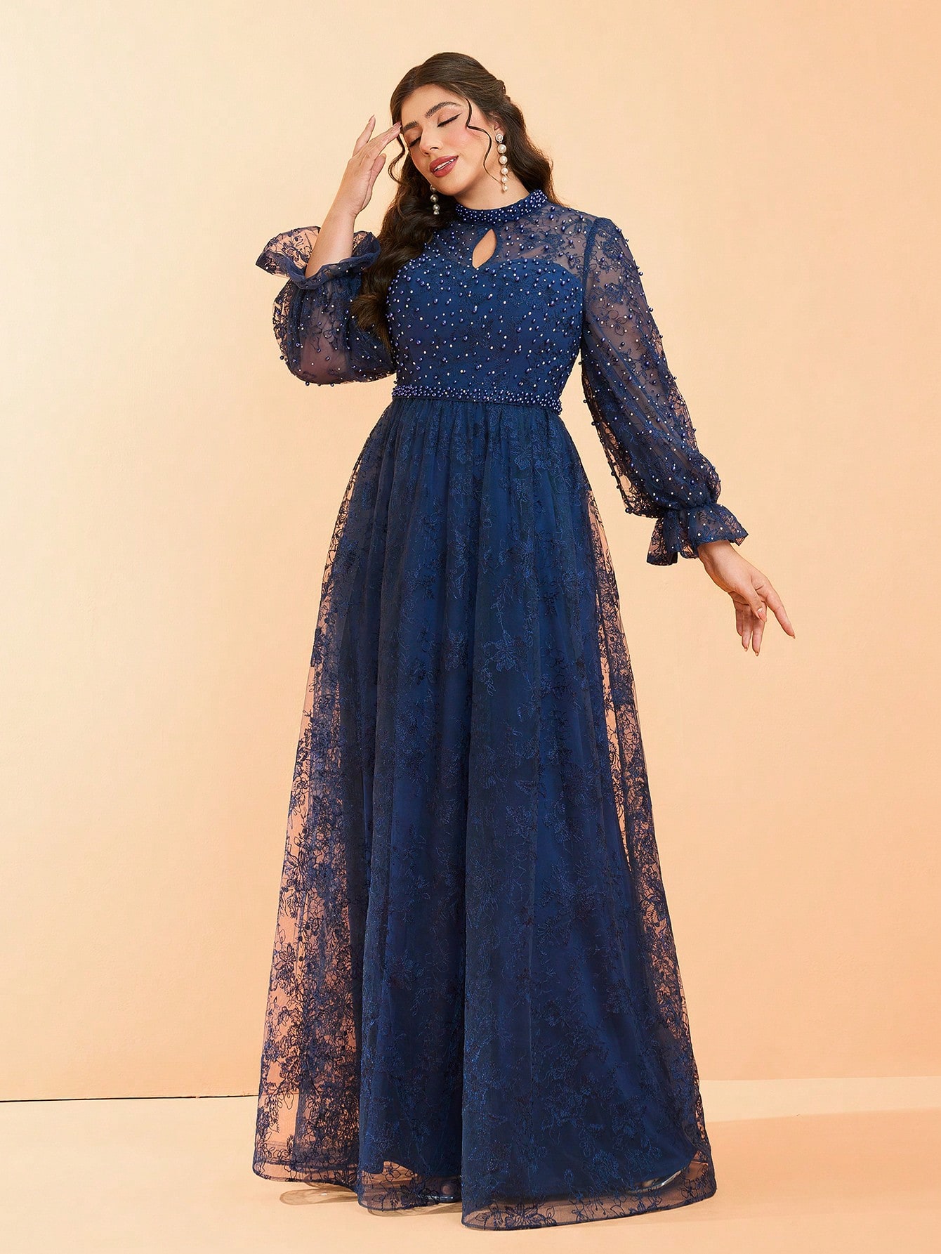 Leely Women's Elegant Sweetheart Cloak Sleeve Lace A-Line Dress