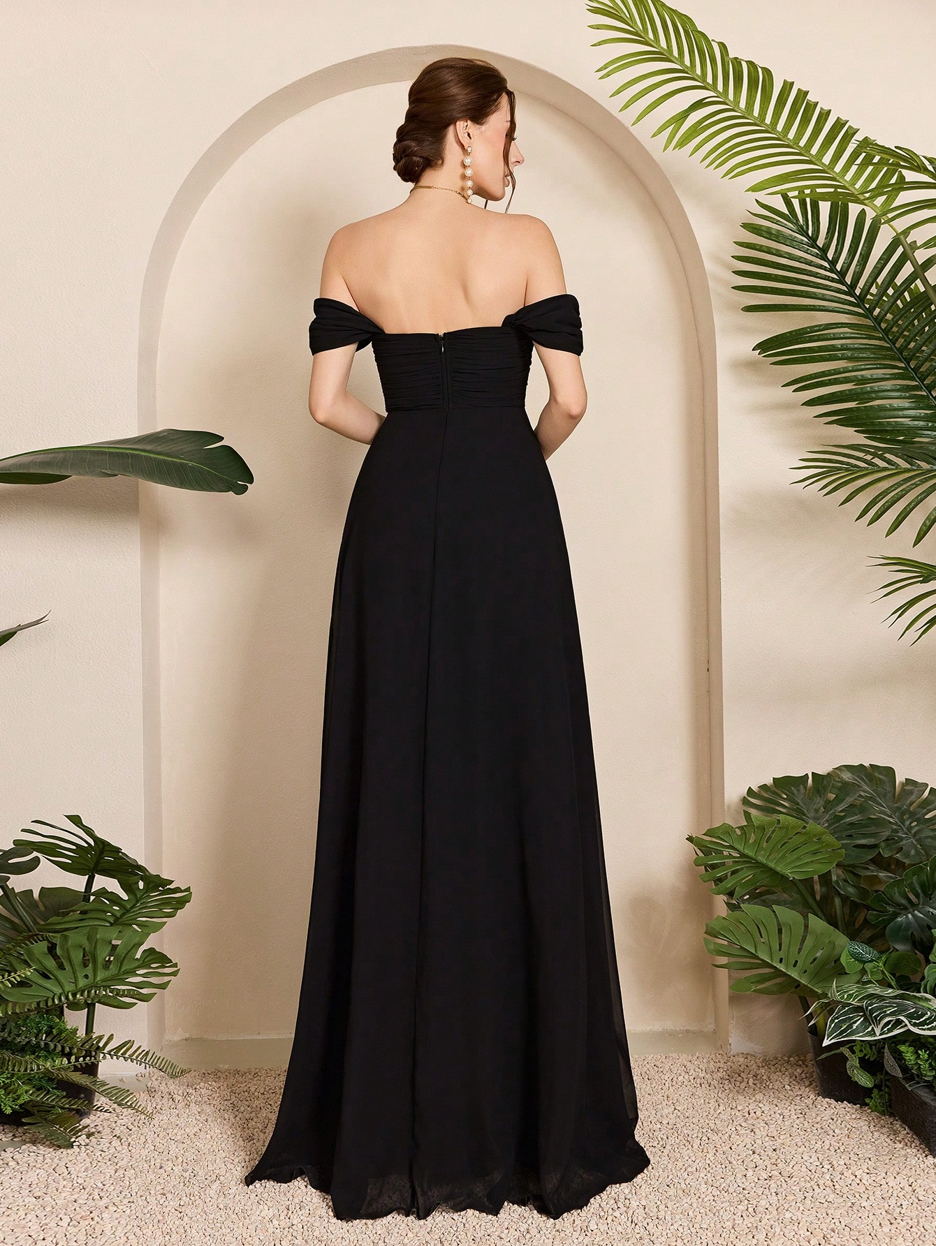 Leely Women's Elegant Off The Shoulder Sleeveless Prom Dress