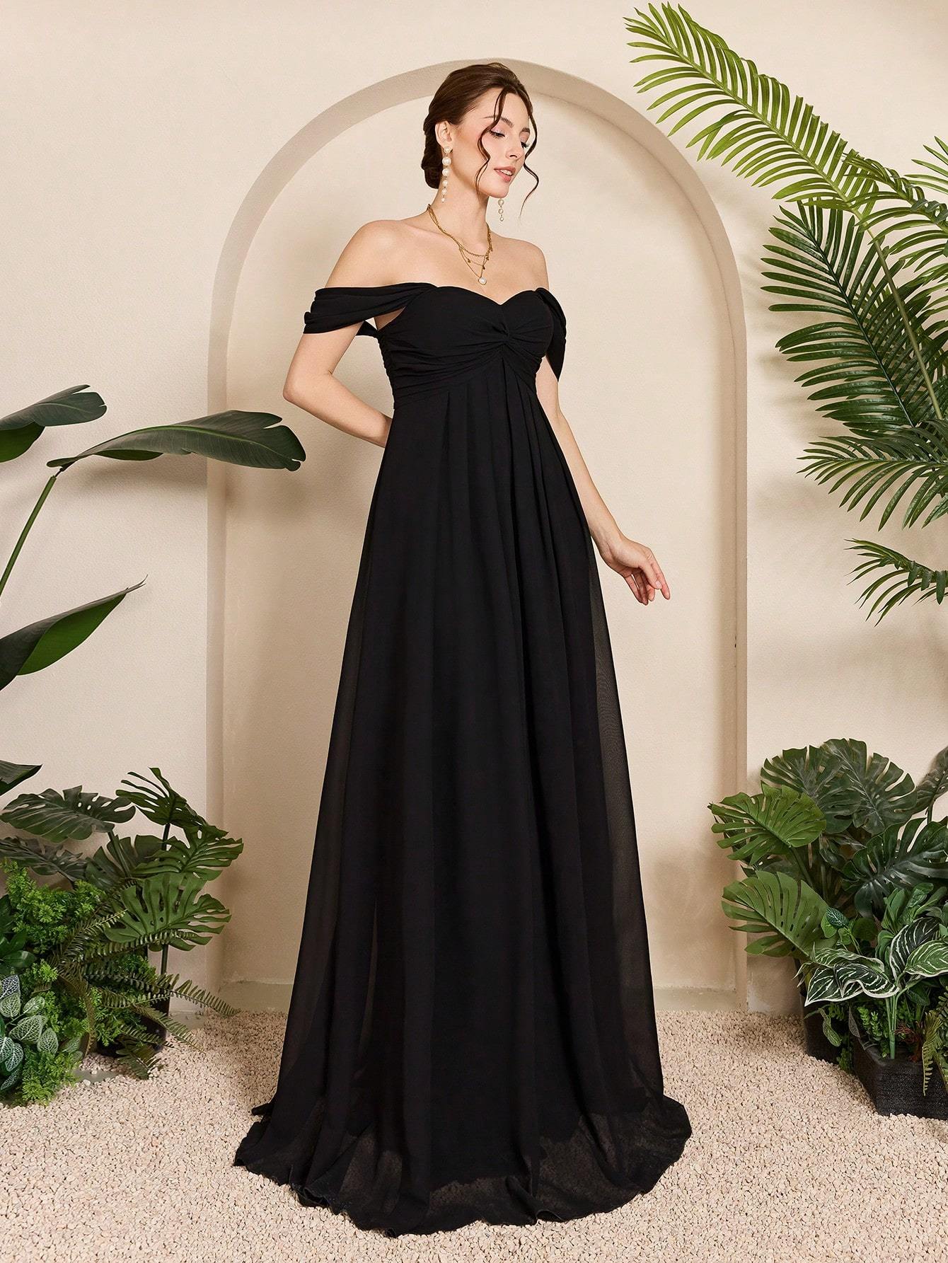 Leely Women's Elegant Off The Shoulder Sleeveless Prom Dress