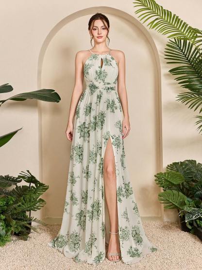 Leely Elegant Halter Sleeveless Party Dress