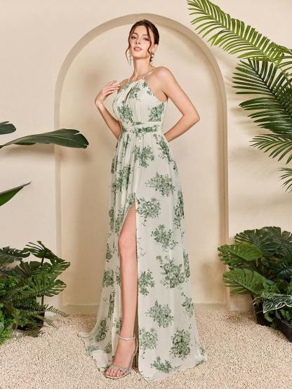 Leely Elegant Halter Sleeveless Party Dress