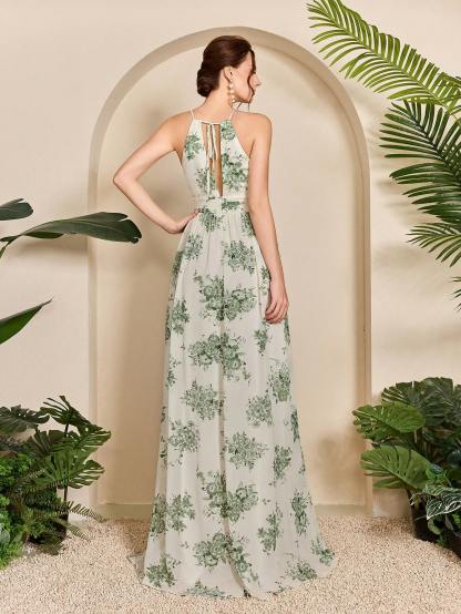 Leely Elegant Halter Sleeveless Party Dress