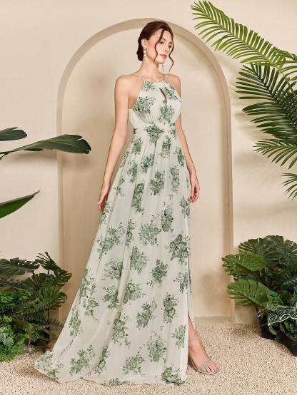Leely Elegant Halter Sleeveless Party Dress