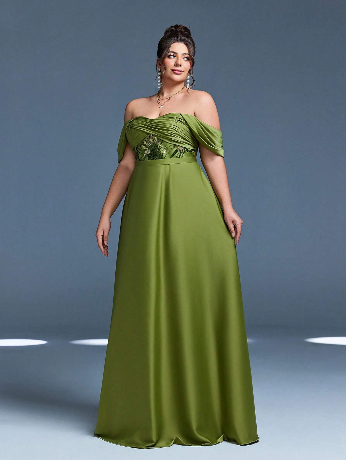 Leely Plus Women's Elegant Off The Shoulder Prom Dress